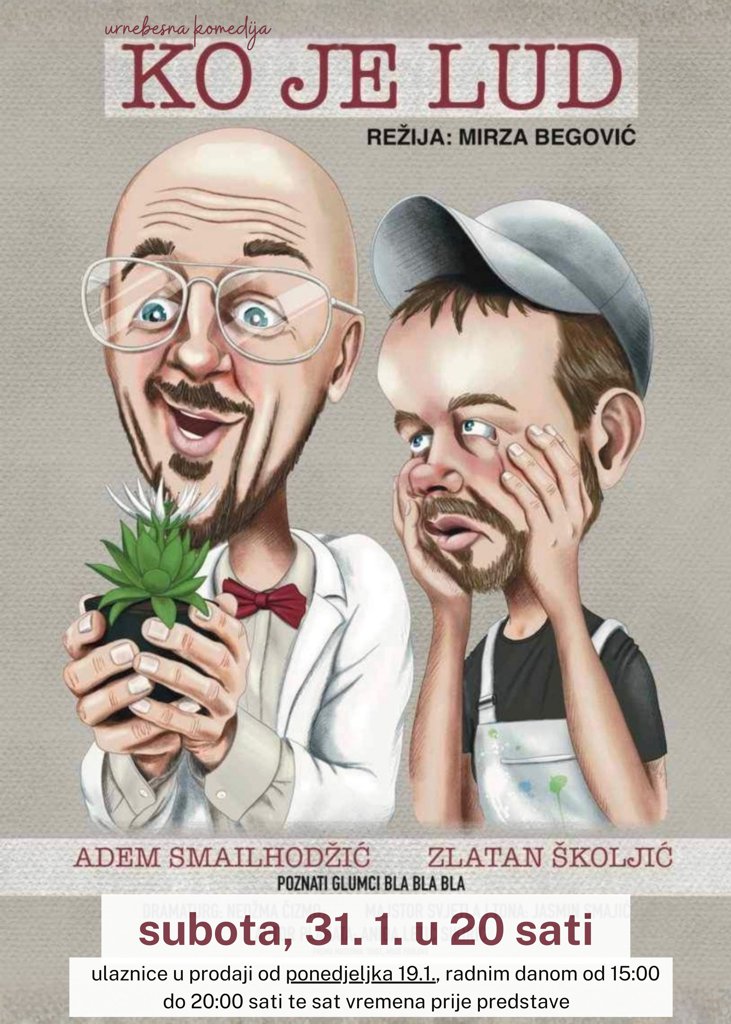 "Ko je lud", komedija - plakat