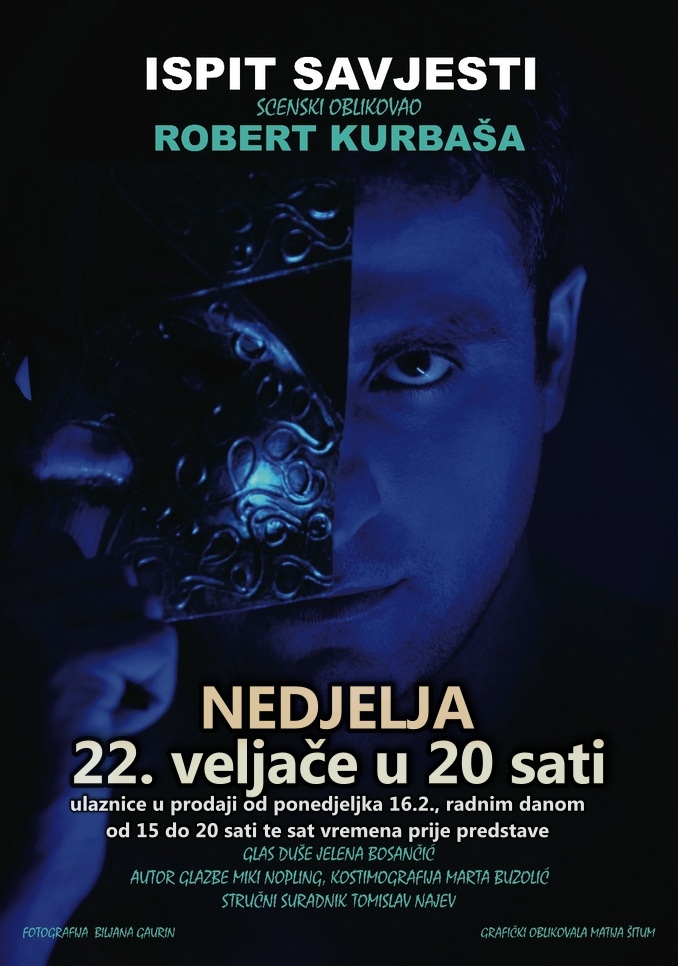 "Ispit savjesti", monodrama, plakat predstave